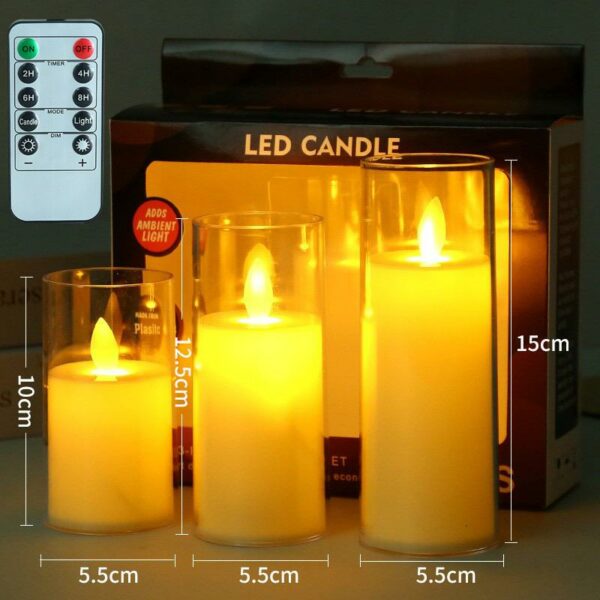 LED Candle SET (5,5cm | 10, 12,5, 15cm) - slow flash